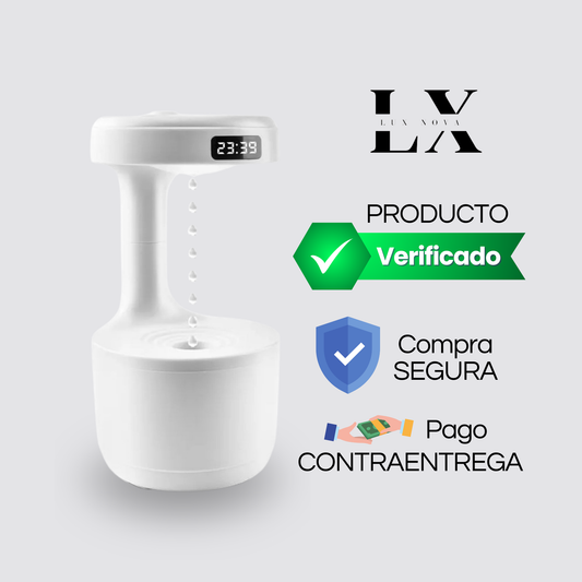 Humidificador Antigravedad + Luz LED + Reloj Digital